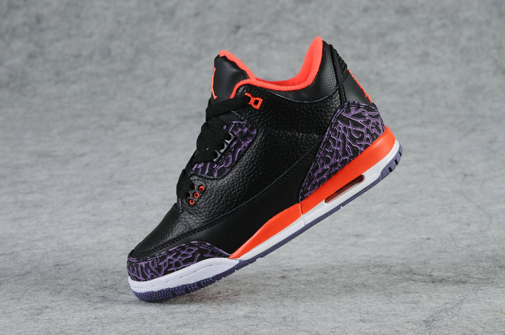 Air Jordan 3 Kid\'S Shoes Black/Mediumpurple/Orangered Online